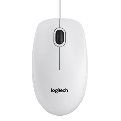 "Logitech B100 Optical Cable Mouse - Reliable Performance, Classic White Design | SKU: 5099206041288"